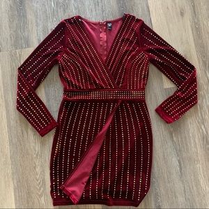 Windsor Burgundy Studded Mini Dress